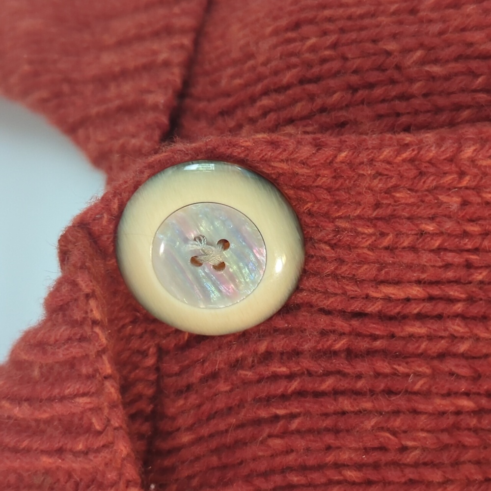 Mercer & Madison Orange Chunky Knit Wool Cardigan Sweater - Picture 5 of 9